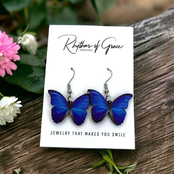 Flutter into Spring: Set of 6 Handcrafted Butterfly Dangle Earrings! (NWT) Gift - Picture 8 of 10